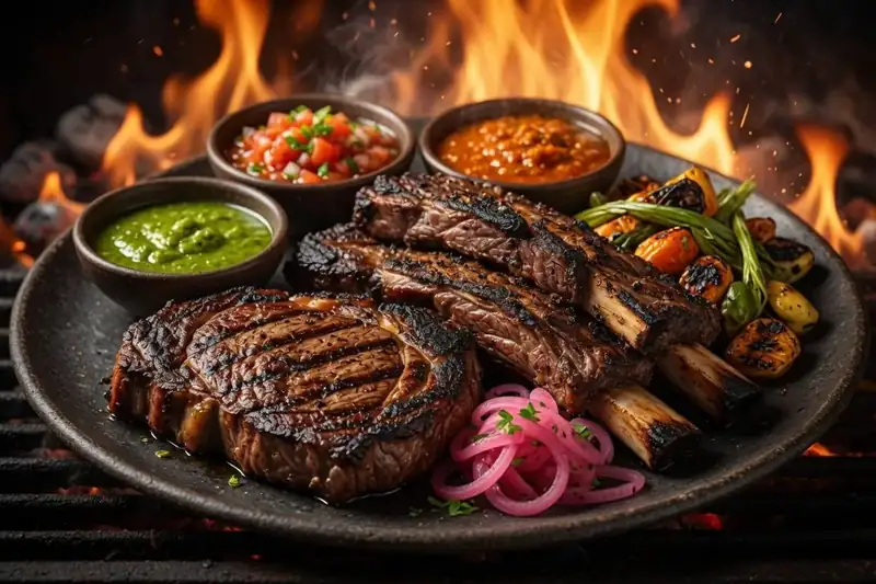 Grilled wood-fired meats